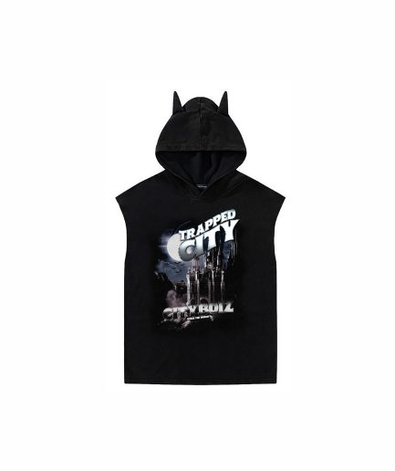 CB SLEEVELESS BEAR EAR HOODIE